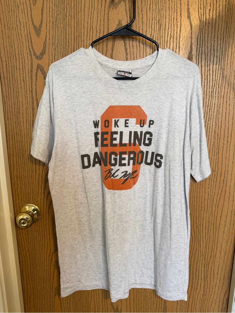Gray Graphic Tee "Woke Up Feeling Dangerous"